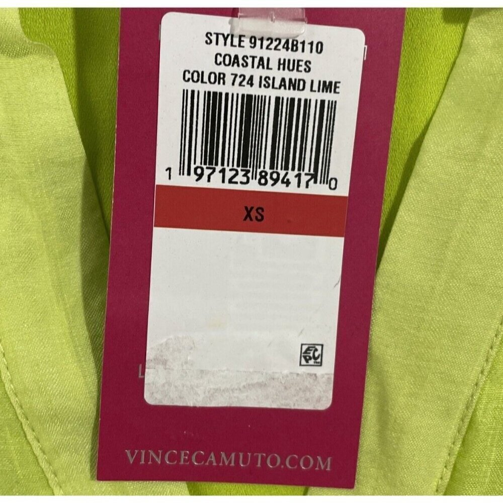 NEW Vince Camuto Womens Split-Neck Quarter Puf Island Lime XS - Picture 7 of 10